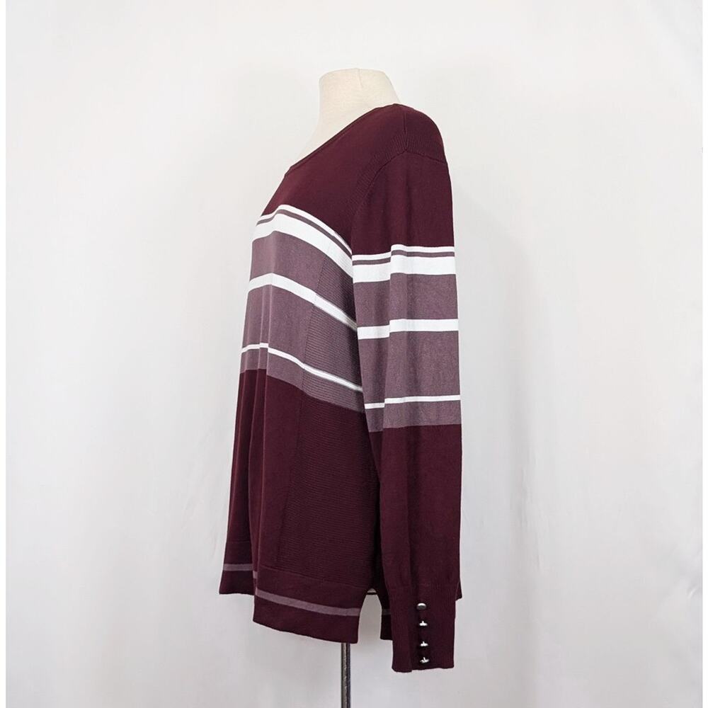 Stitch Fix Sweater Lety & Me Burgundy Mauve White Stripe Elsie Women's Size 1X - Picture 3 of 7